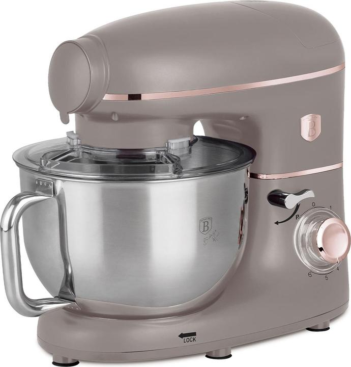 Produktbild BerlingerHaus Design Küchenmaschine inkl. Fleischwolf & 3 Pasta-Aufsätze, 1500W, taupe (1500 W)