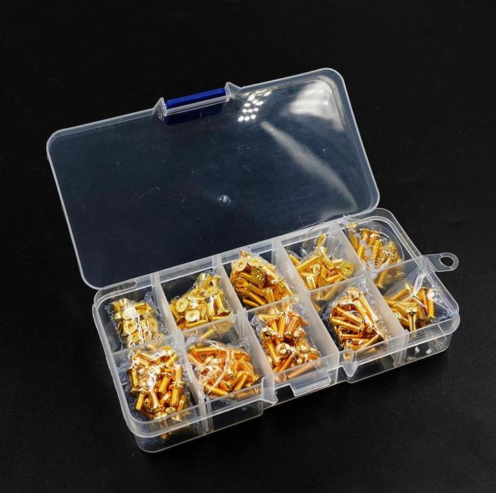 Actual product image Yeah Racing Screw box M3 12.9G Gold-coloured coated (1 Screws per piece)