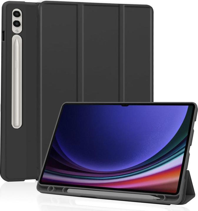 Techsuit - Flex Trifold (with Pencil Holder) - Samsung Galaxy Tab S9 Ultra / S10 Ultra - Black (Galaxy Tab S9 Ultra)