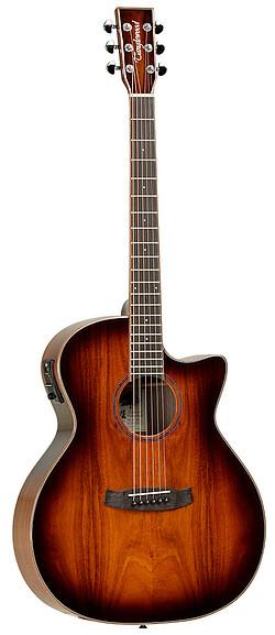 Actual product image Tanglewood TW4E VC Koa Winterleaf Exotic (Western guitar, Solid Mahogany, mahogany, Nubone, Koa veneer, Compensating Nut, D'Addario EXP16, Chrome Grover)