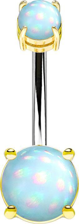 Actual product image Star Piercing Banana internal thread gold-plated with two blue epoxy stones (Brass, Surgical steel 316L)