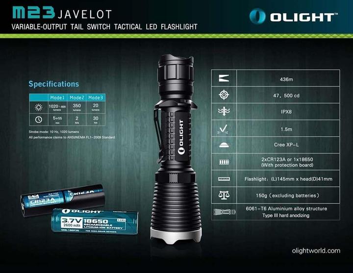 Actual product image Olight M23 Warrior Javelot (14.50 cm, 1020 lm)