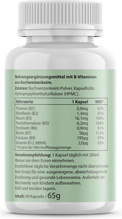 Nährwerte und Zutaten Biotanicals Vitamin B Komplex 90 Kapseln (90 Stück, Kapseln, 65 g)