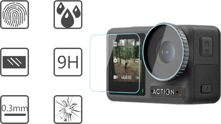 Immagine prodotto Ueli Express 8 in 1 DJI Osmo Action Display und Linsen Panzerglas mit Objektivschutz (Osmo Azione 3, Osmo Azione 4)
