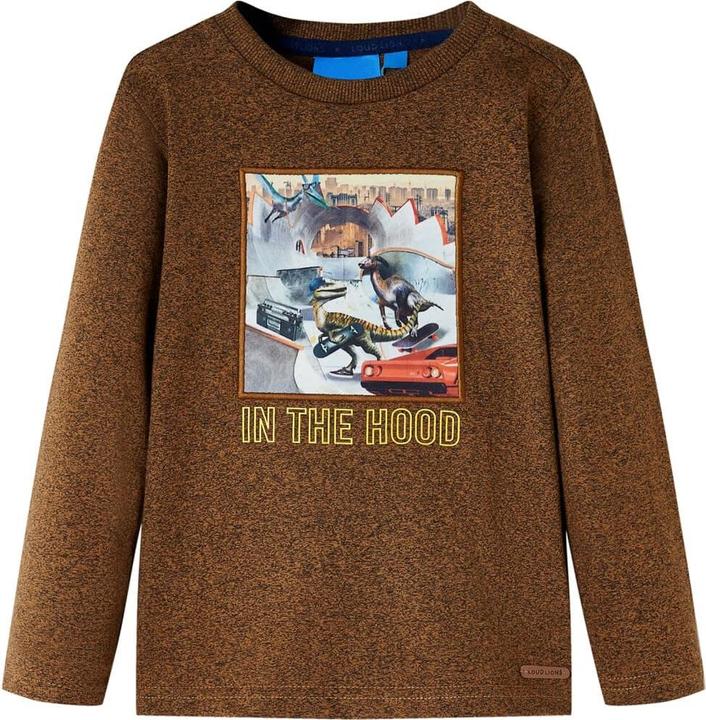 VidaXL Kinder-Langarmshirt Cognac Melange 104,Material: 50 (104)