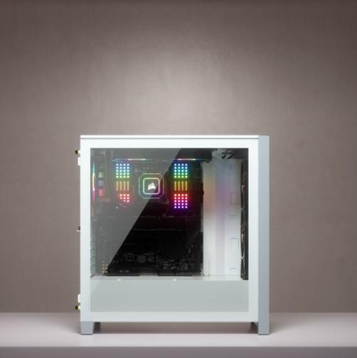 Produktbild Corsair iCUE 4000X RGB Mid-Tower White-Gehäuse aus gehärtetem Glas (ATX, mATX, Mini-ITX, E-ATX)