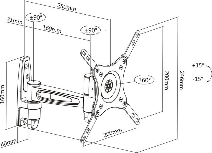 Actual product image Multibrackets M VESA Flexarm 360 II (Wall, 32", 60 kg)