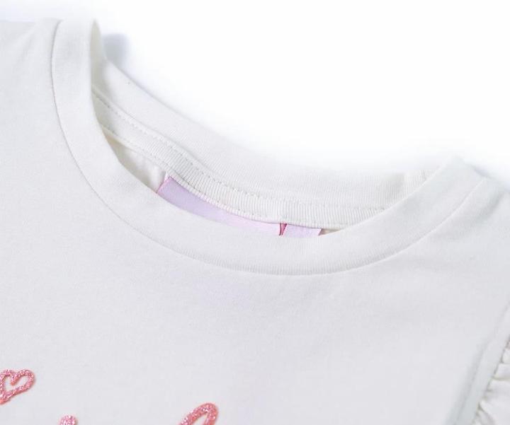 Actual product image VidaXL Children's T-shirt with frill sleeves Ecru 104,Material: 95 (104)