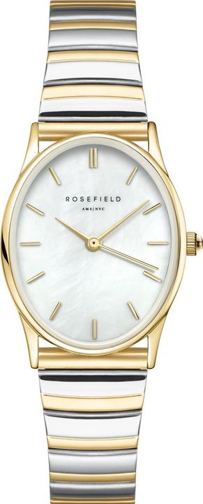 Rosefield The Oval White MOP Half-Moon Steel Duotone Armbanduhr (24 mm)