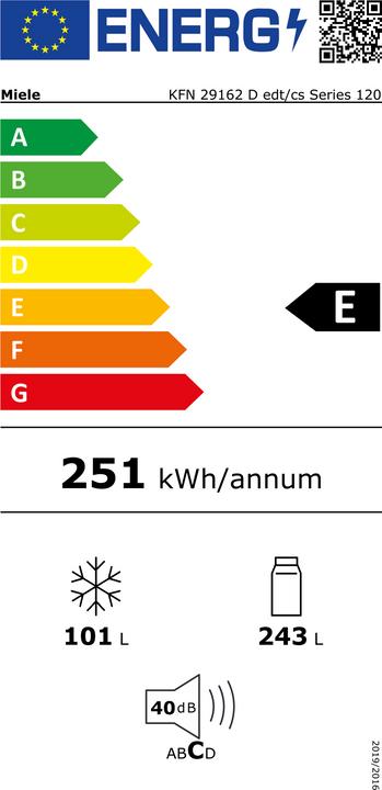 Label énergétique Miele KFN 29162 D edt/cs série 120 (344 l)