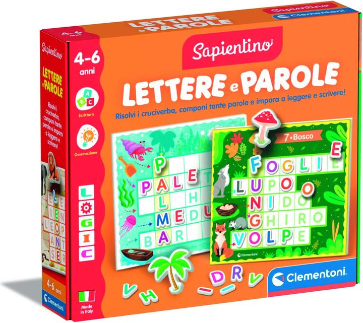 Clementoni Sapientino Logic illustrierte Karten mit Buchstaben, Kreuzworträtsel für Kinder, Flashc