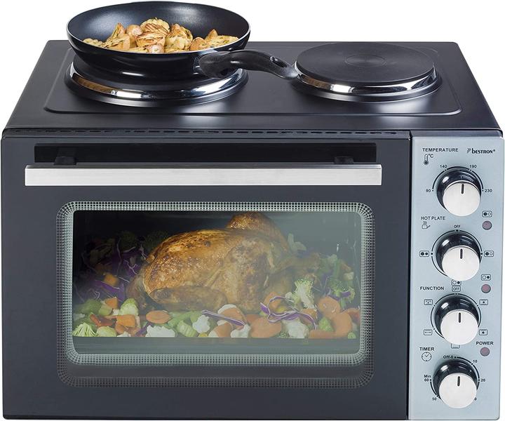 Image du produit Bestron Petite cuisine (gril - four avec double plaque de cuisson) avec tournebroche et fonction de