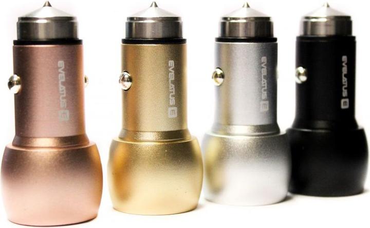 Immagine prodotto Evelatus Caricabatterie da auto ECC01 2 porte USB 3.1A con strumento di fuga in acciaio inox