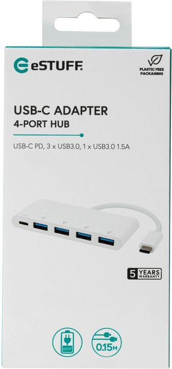 Produktbild eSTUFF USB-C Charging hub USB 3.2 Gen 1 (3.1 Gen 1) Type-C (USB-C, 4 Ports)