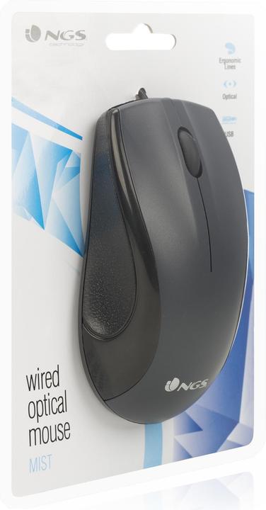 Produktbild NGS Black Mist Maus rechts USB Typ-A Optisch 800 DPI (Kabelgebunden)