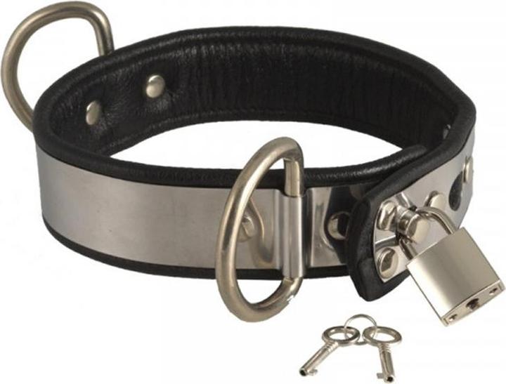 Actual product image Rimba Leather collar with metal
