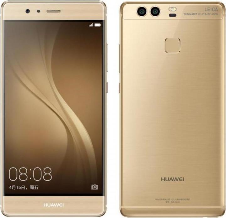 Actual product image Huawei P9 (32 GB, Gold, 5.20", Hybrid Dual SIM, 12 Mpx, 4G)