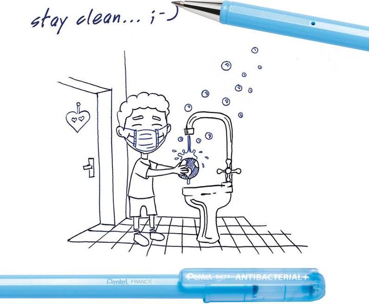 Image du produit Pentel Stylo à bille Antibacterial+ (Bleu, 1 x)