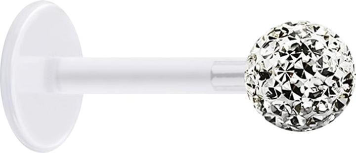 Produktbild Star Piercing Micro Labret transparent mit Kristallkugel silber und Epoxy Schutzschicht (Bioflex, ohne Messing, Chirurgenstahl 316L)
