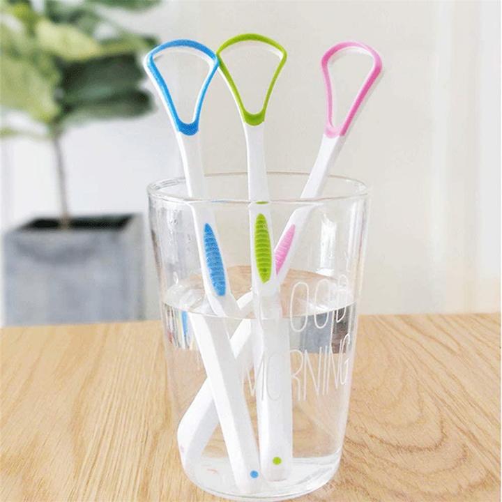 Actual product image JTI Plastic tongue scraper - white and blue (Tongue scraper, 1 x)