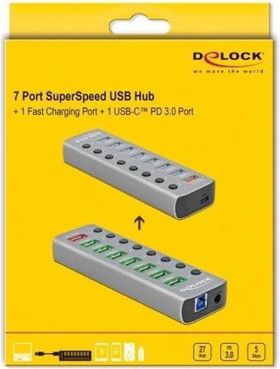 Actual product image Delock USB 3.2 Hub (USB-B, 9 Ports)