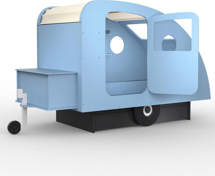 Mathy by Bols Lit Caravane avec attelage et coffre Bleu Azur