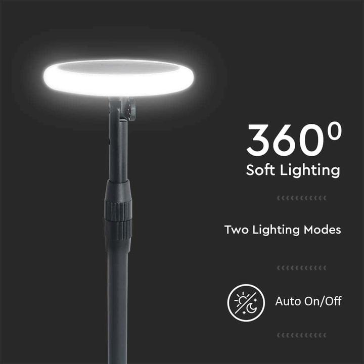 Image du produit V-TAC VT948 Lampe solaire de jardin à LED 8W Corps blanc et noir 4000K (500 lm, IP65)