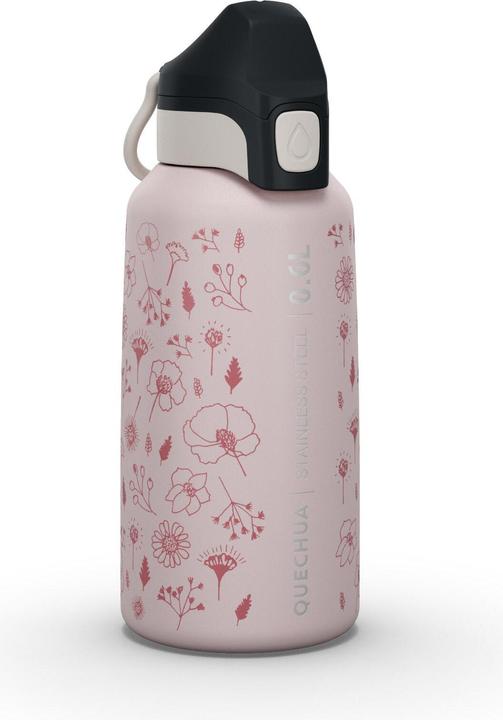 Quechua Trinkflasche 0,6 l Kinder aus Edelstahl mit Schnellverschluss - rosa (0.60 l)