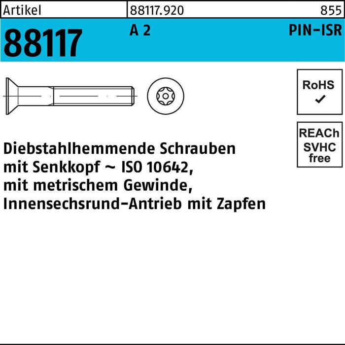 Image du produit Vis R 88117 antivol Seko ISR Tourillon M10 x 60-T45 A 2 (100 Vis par pièce)