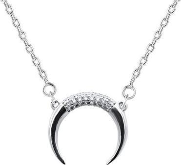 Beneto Minimalist silver crescent necklace AGS650 / 47 (L)
