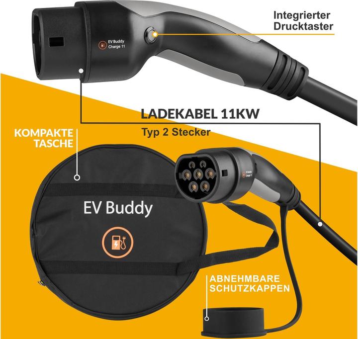 Produktbild Ev Buddy Ladekabel Charge 11 Tesla Edition Typ 2 11 kW, 10 m (Typ 2, 11 kW, 16 A, 10 m)