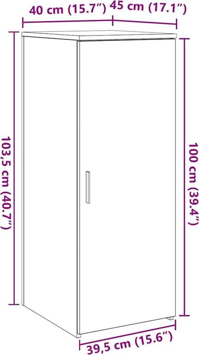 Actual product image VidaXL Storage cabinet White 40x45x103.5 cm Wood-based cabinet Filing cabinet