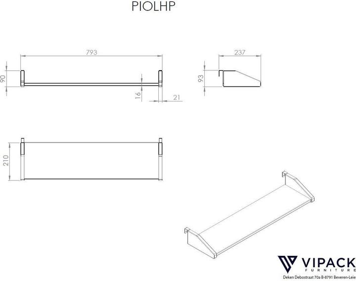 Immagine prodotto Vipack Letto Pino con scala a pioli con mensola sospesa (90 x 200 cm)