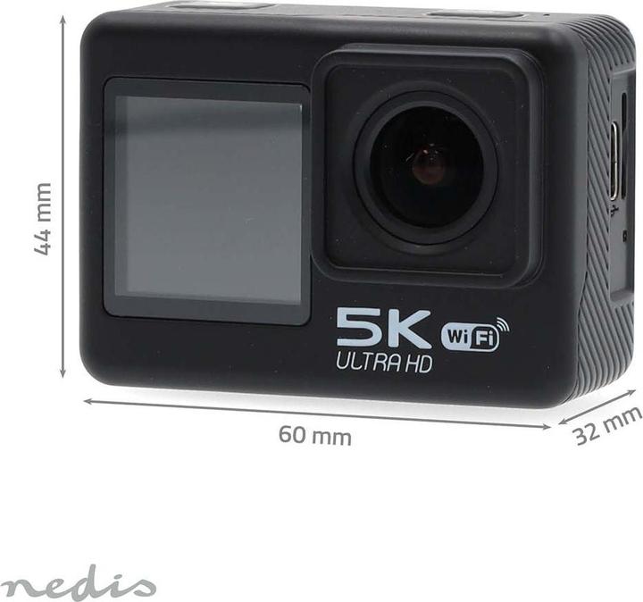 Image du produit Nedis Action Cam | Double écran | 5K@30fps | 16 MPixel | Etanche à : 30.00 m | 80 min | Wi (30p, WiFi)