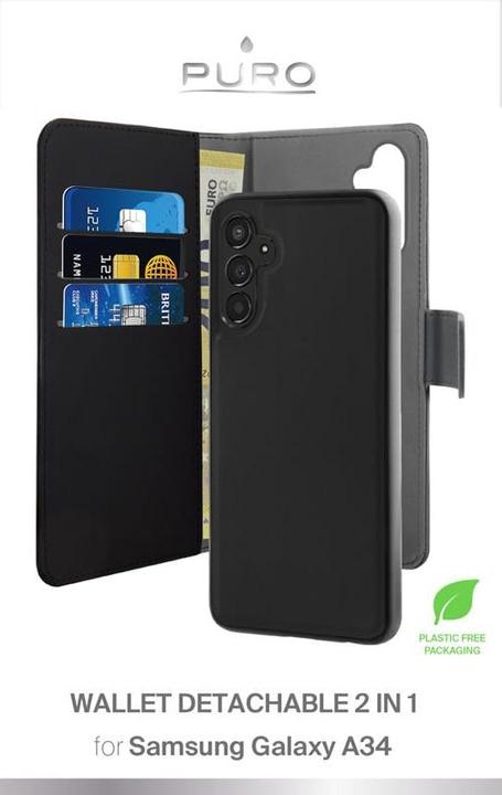 Immagine prodotto Puro Portafoglio Staccabile Samsung A34 5G A346 2w1 czarne/nero PUSGA34BOOKC3BLK (Samsung Galaxy A34 5G)