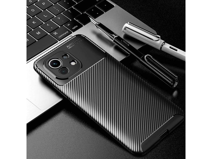Productafbeelding Screenguard Xiaomi Mi 11 Romp Carbon Design TPU Hoesje (Xiaomi Mi 11)