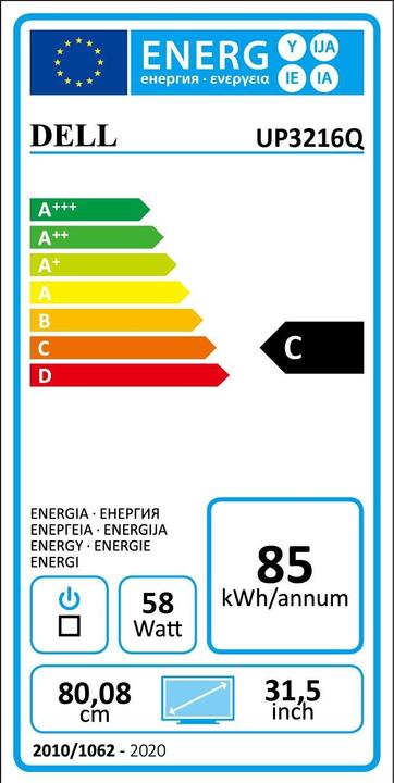 Label énergétique Dell UltraSharp UP3216Q (3840 x 2160 pixels, 32")