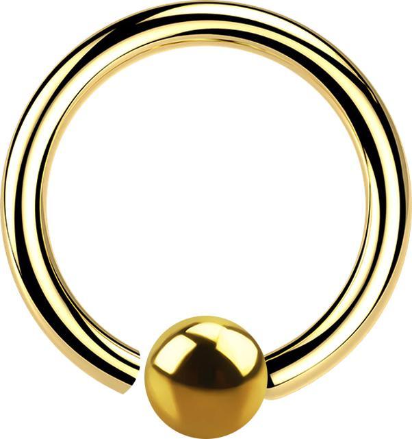 Star Piercing Micro Closure Ring vergoldet mit Kugel einseitig fixiert (ohne Messing, Chirurgenstahl 316L)