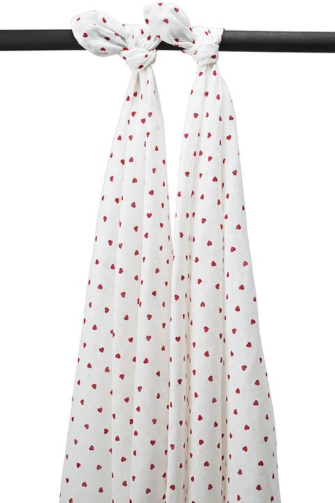 Meyco Sweet Heart swaddle - 2er pack - musselin (120 cm, 120 cm)