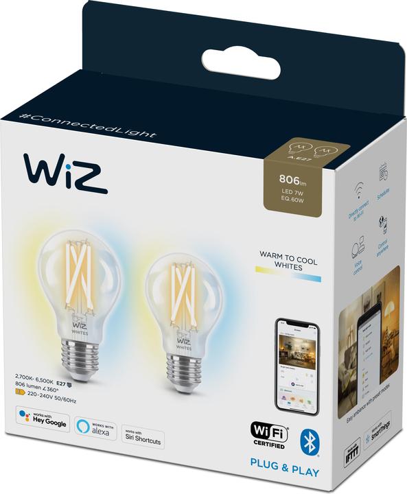 Image du produit WiZ Ampoule à incandescence (E27, 7 W, 806 lm, 2 x, E)