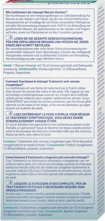Nährwerte und Zutaten Tetesept Warzenvereiser (Fusscrème & Fussgel, 15 ml)