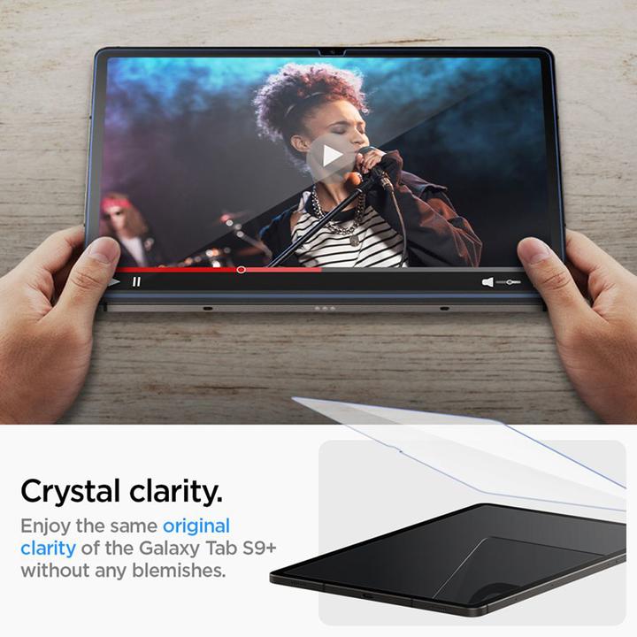 Productafbeelding Spigen Glass.TR Sam Tab S9+ Plus 12.4" X810/X816B "EZ FIT" szkło hartowane AGL06999 (1 Stuk, Galaxy Tab S9 Plus)
