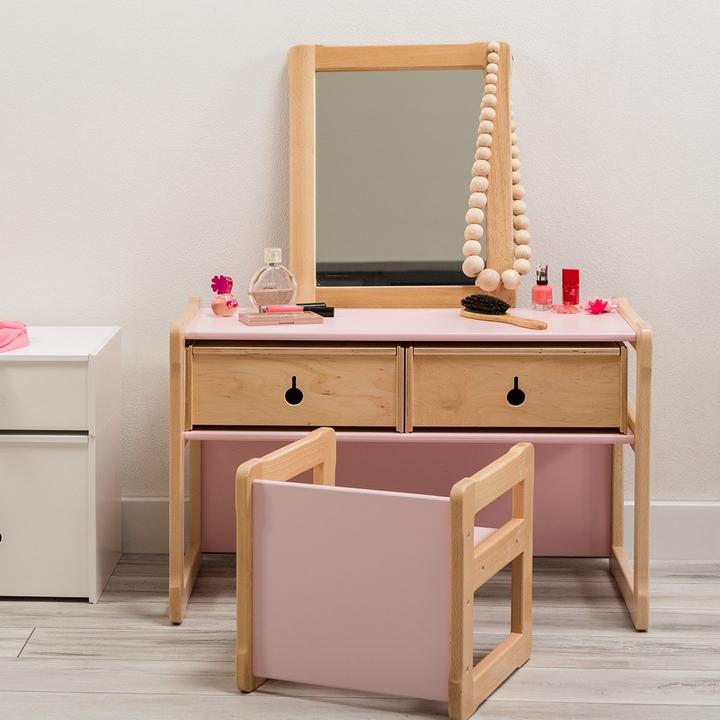 Actual product image Montessori Multifunctional table with 2 drawers + 1 chair - SET - NATUR ® children's furniture (Child seating group)