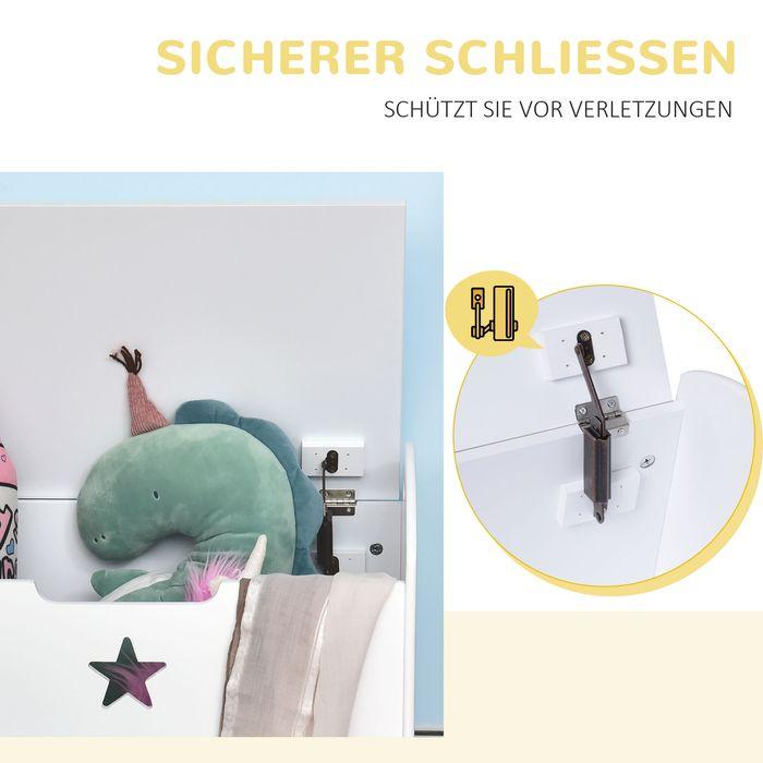 Produktbild Swisshandel24 Spielzeugkiste Kinder Aufbewahrungsbox Sitztruhe Sicherheitsscharnier Weiss MDF 62 x 40 x 46,5 cm