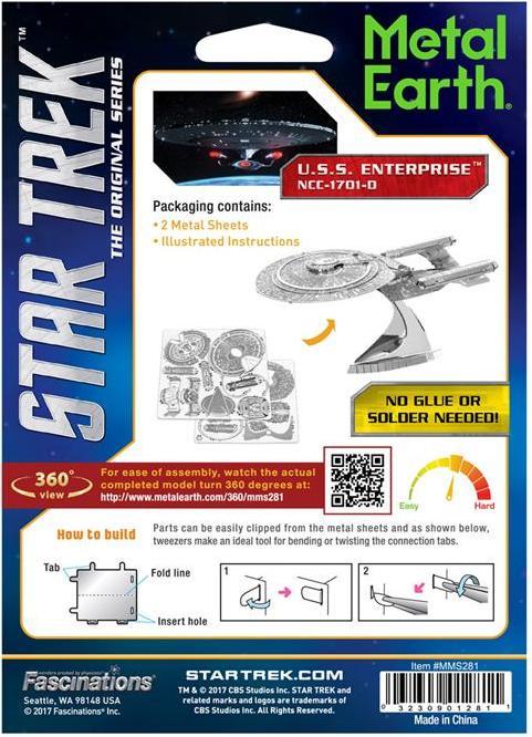 Actual product image Metal Earth Star Trek USS Enterprise NCC - 1701 - D