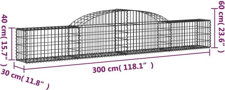 Produktbild VidaXL Gabionen mit Hochbogen 11 Stk. 300x30x40/60 cm Verzinktes Eisen