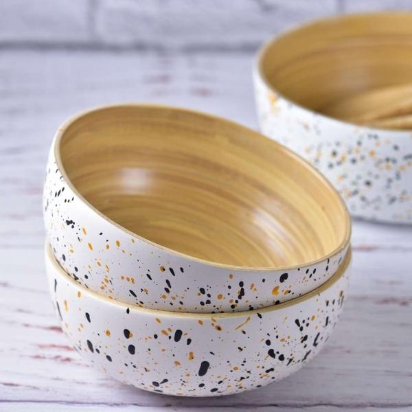 Actual product image Jungle Culture Set of 2 bamboo snack & dip bowls | wooden bowls (15 cm diameter) (15 cm, 2 x)