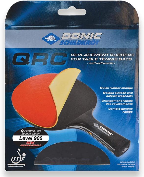 Produktbild Donic Schildkröt Donic-Schildkröt 752575 - Tischtennis Ersatzbelag QRC Level 900, 1,9mm Schwamm, ITTF-Belag, schwarz/