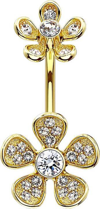Image du produit Star Piercing Banane femelle 14k doré double fleur (Acier chirurgical 316L, Laiton)