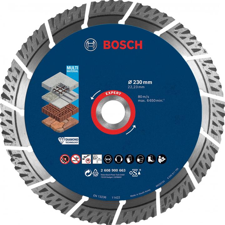 Bosch Professional Zubehör Expert MultiMaterial diamantdoorslijpschijven, 230 x 22,23 x 2,4 x 15 mm